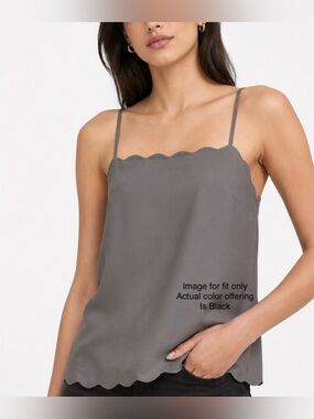 Banana Republic Scallop-Trim Spaghetti Strap Cami in Black; EUC, Sz. L